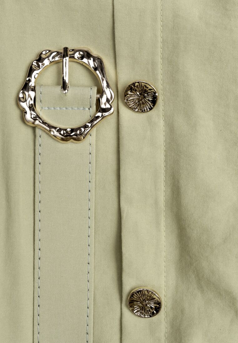 Zielona Spódnica Rozkloszowana z Bawełną i Paskiem oraz Kieszniami Jorlea 8