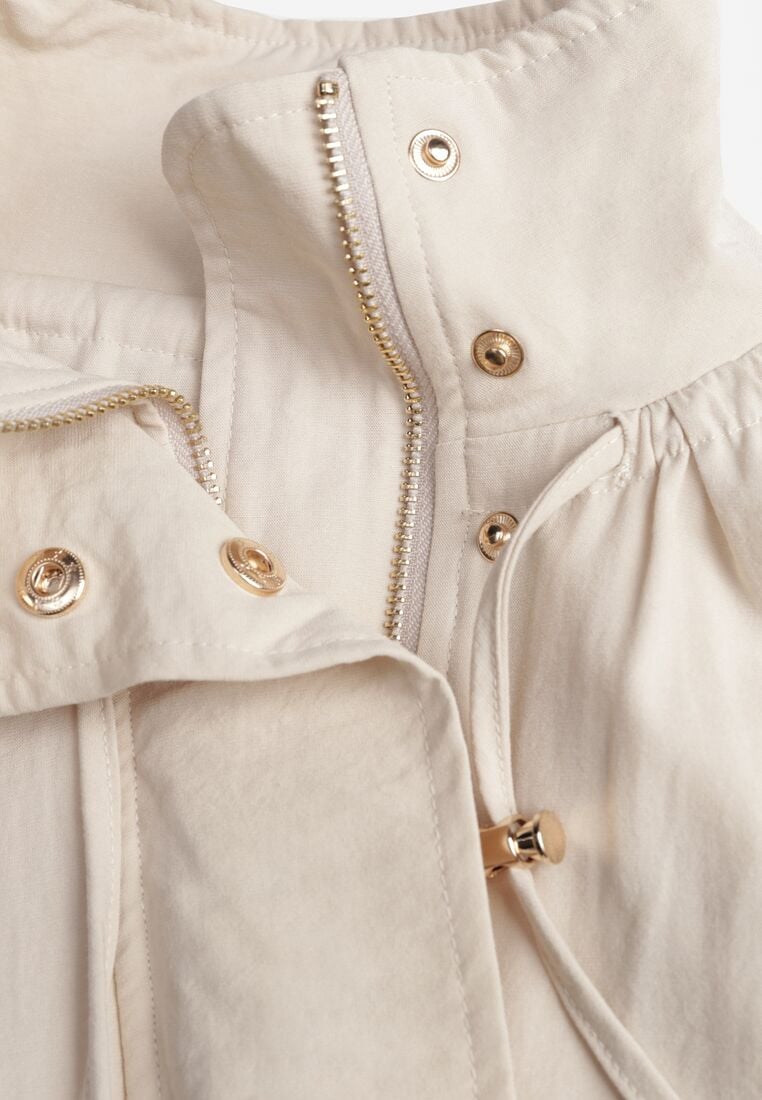 Beżowa Przejściowa Kurtka Bombka Oversize z Bawełny i Wiskozy Effinue 8