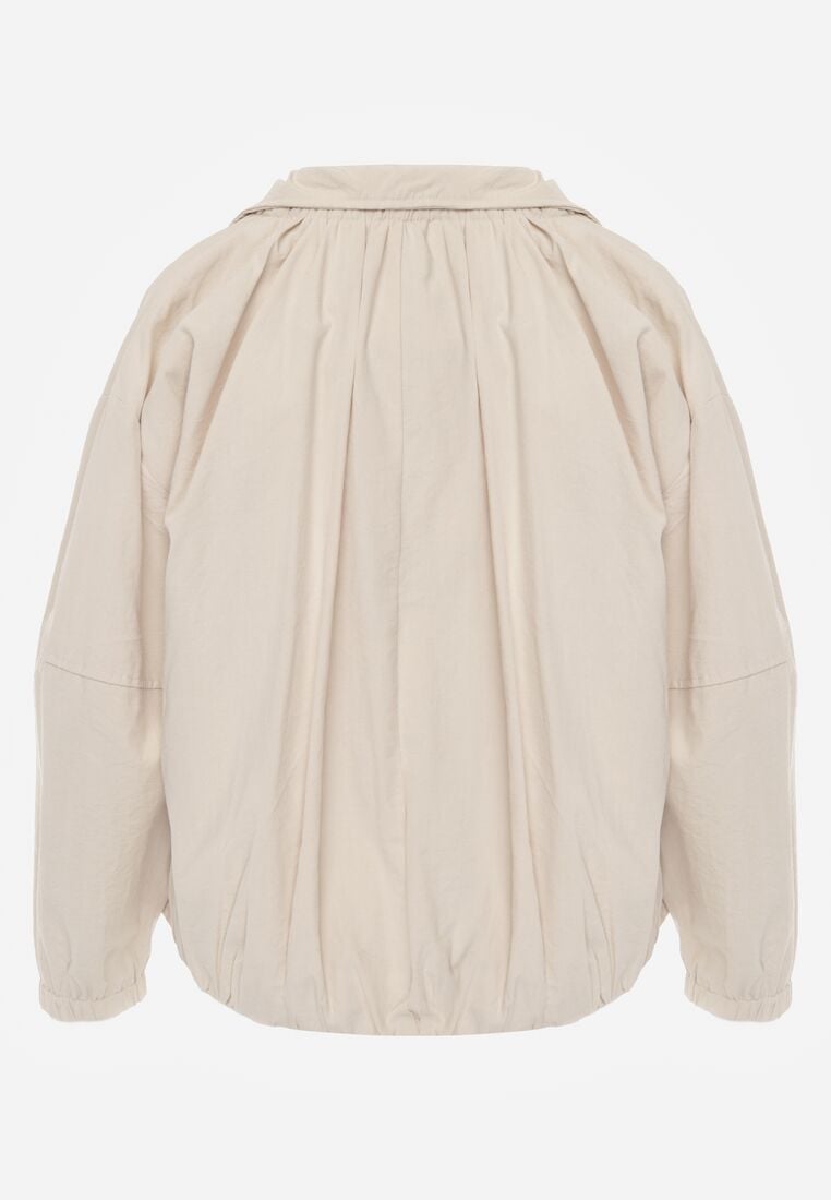 Beżowa Przejściowa Kurtka Bombka Oversize z Bawełny i Wiskozy Effinue 7