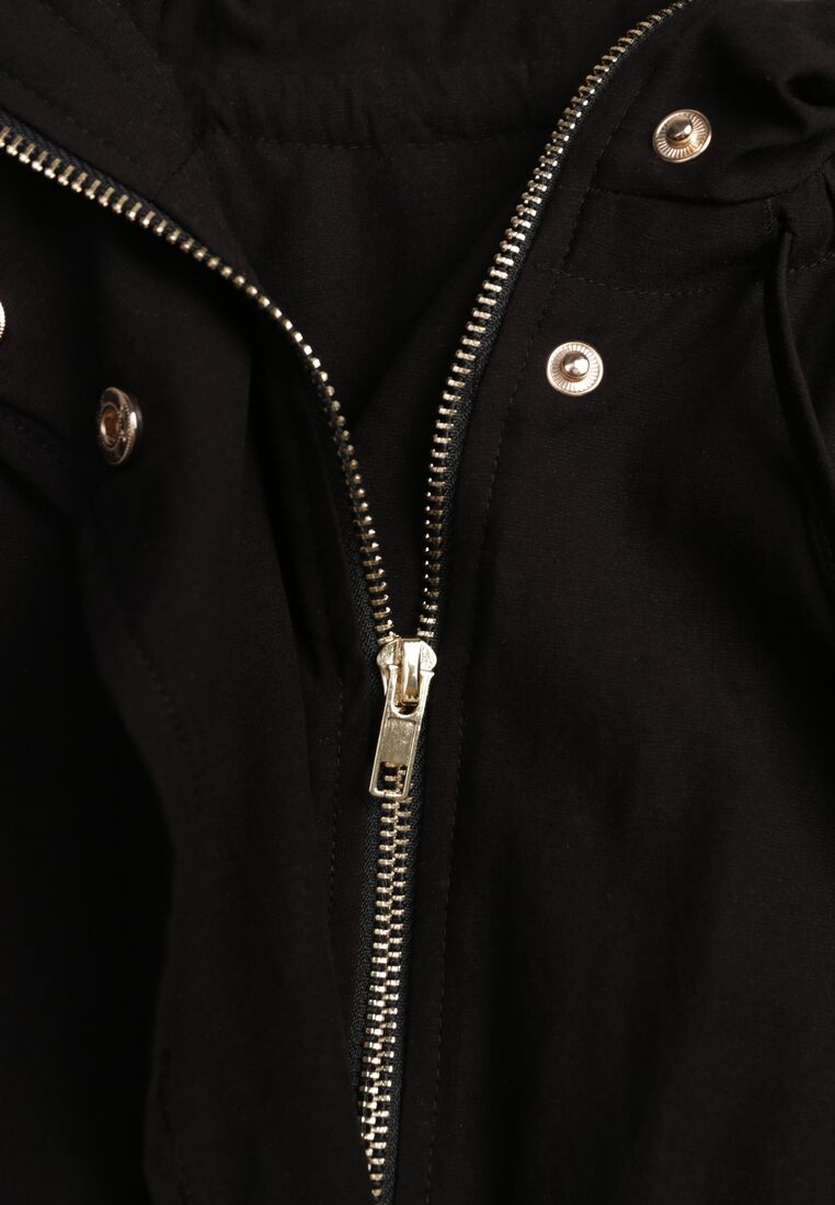 Czarna Przejściowa Kurtka Bombka Oversize z Bawełny i Wiskozy Effinue 8