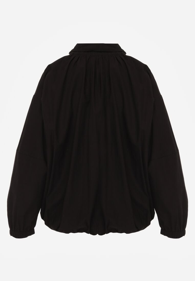 Czarna Przejściowa Kurtka Bombka Oversize z Bawełny i Wiskozy Effinue 7