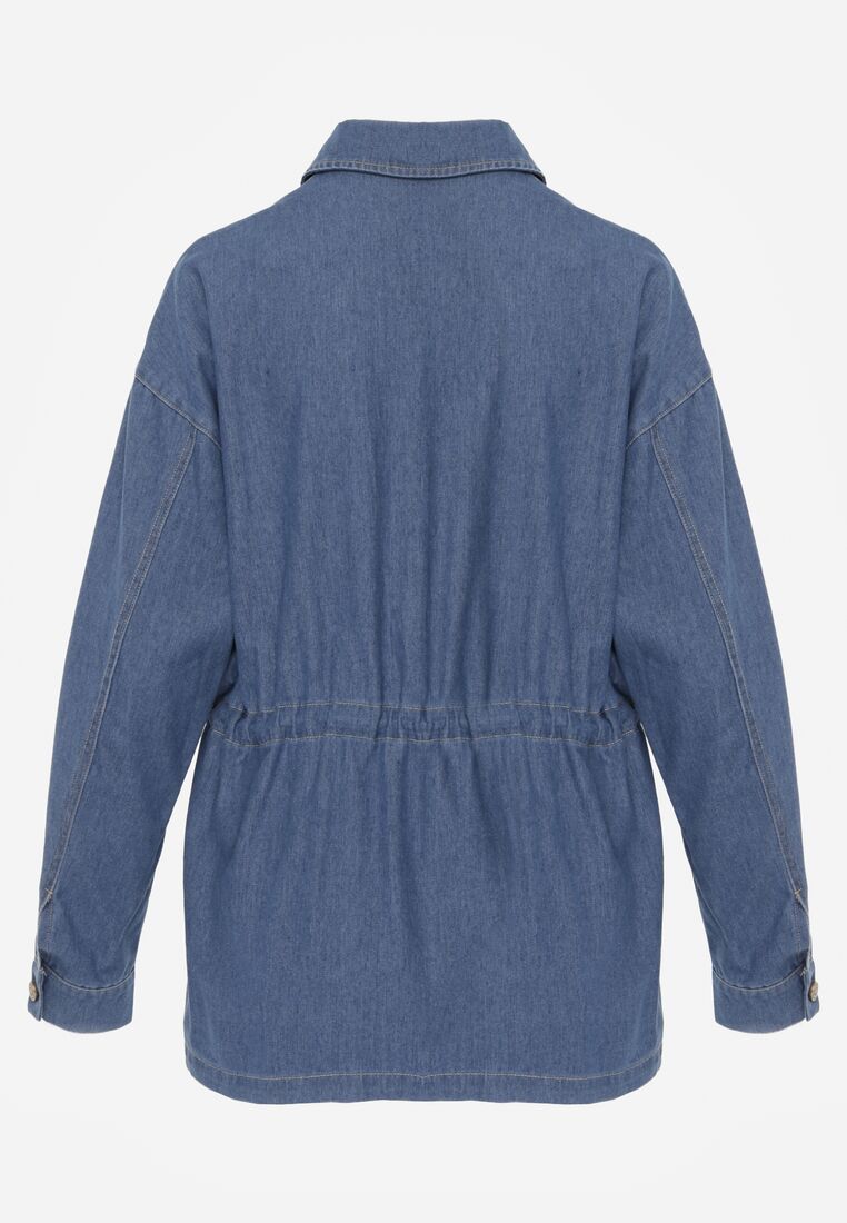 Niebieska Bawełniana Koszula ze Ściagaczami w Pasie Lennada 7