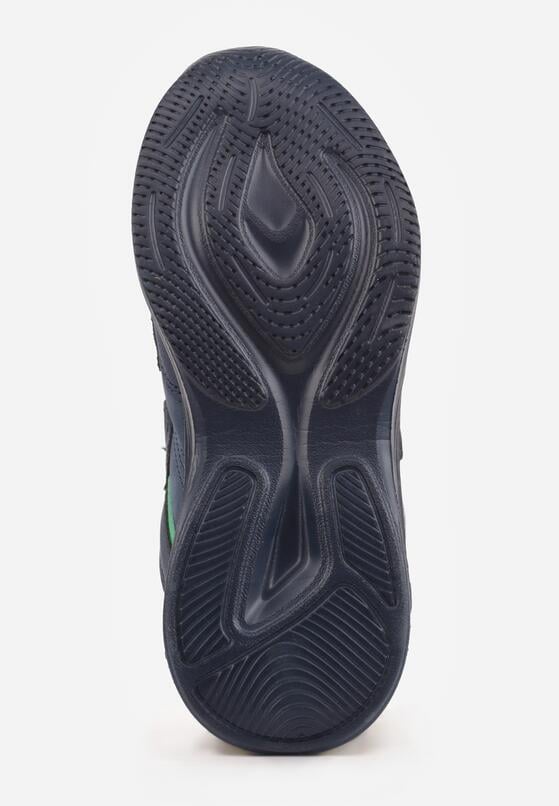 Granatowo-Zielone Buty Sportowe Sneakersy Ozdobione Napisami Paskami i Gwiazdą Helilla 4