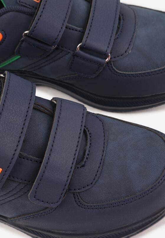 Granatowo-Zielone Buty Sportowe Sneakersy Ozdobione Napisami Paskami i Gwiazdą Helilla 5