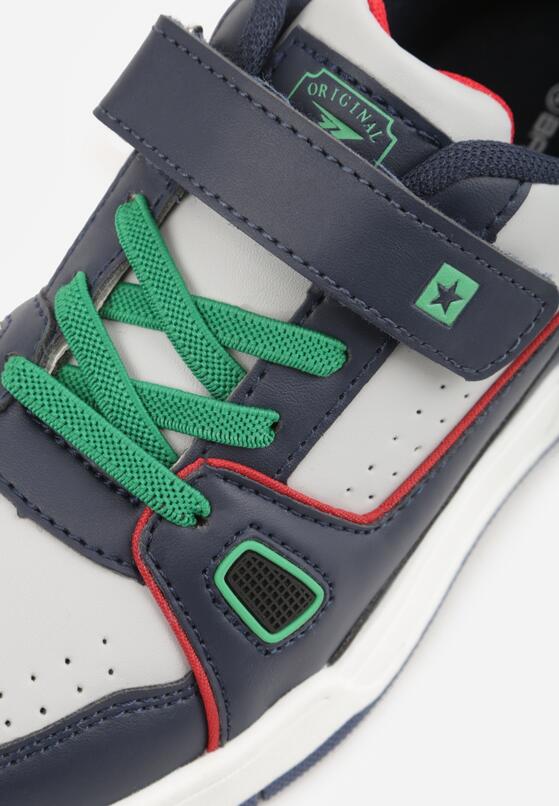 Granatowo-Zielone Buty Sportowe Sneakersy z Perforacją i Gwiazdą Pyrhessa 6