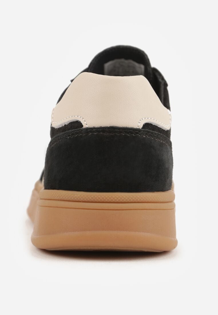 Czarne Skórzane Sneakersy i Ozdobnymi Paskami Zelisei 9