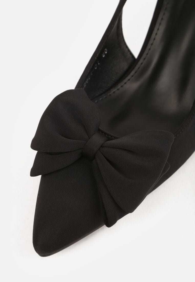 Czarne Sandały na Kaczuszce z Noskiem w Szpic z Kokardą Nepho 9