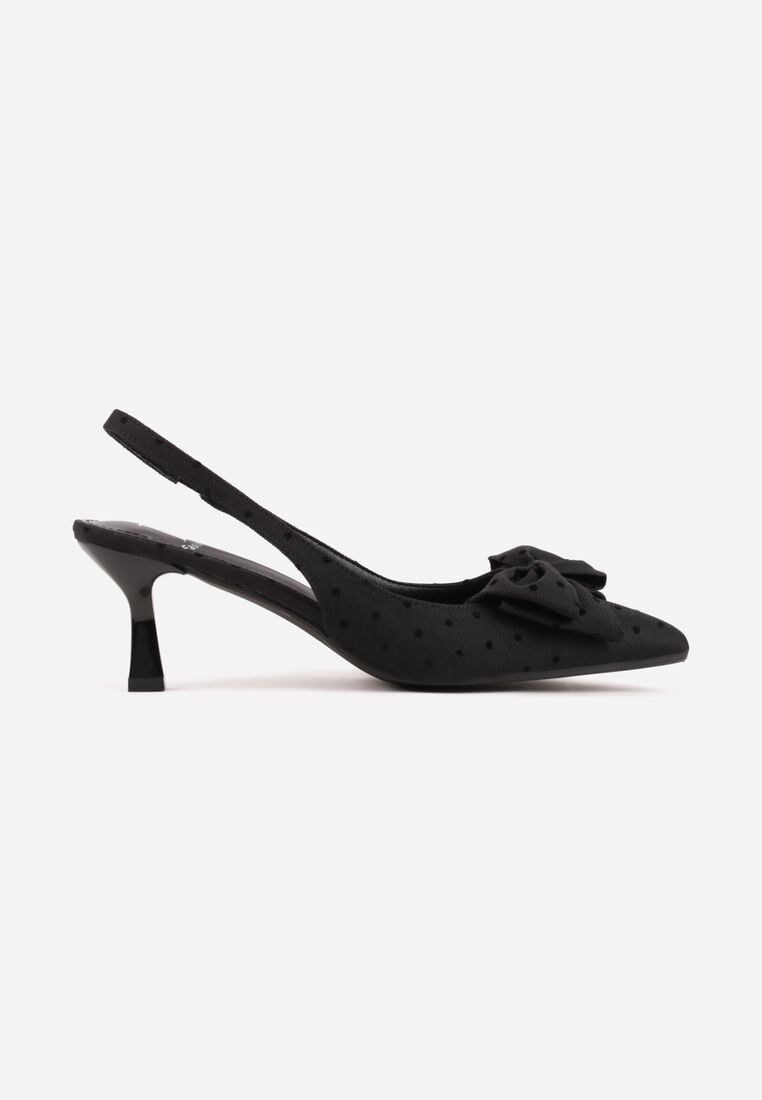 Czarne Sandały na Kaczuszce z Noskiem w Szpic z Kokardą Nephoo 4