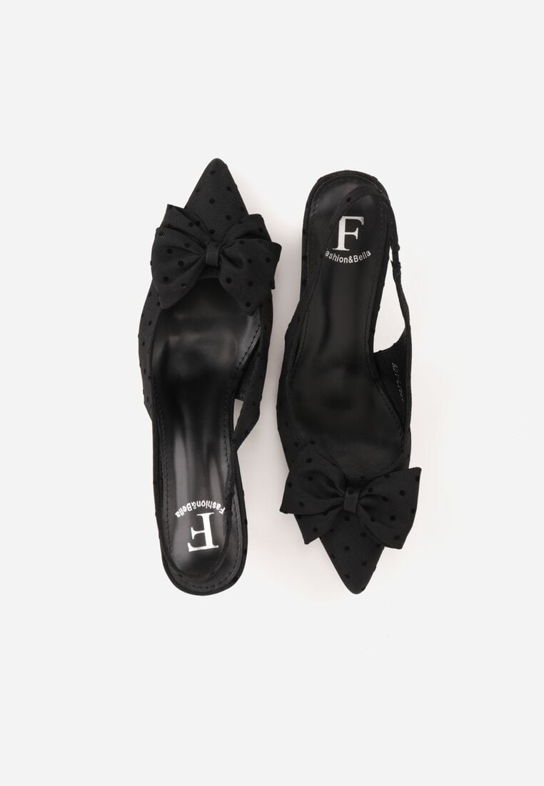 Czarne Sandały na Kaczuszce z Noskiem w Szpic z Kokardą Nephoo 6