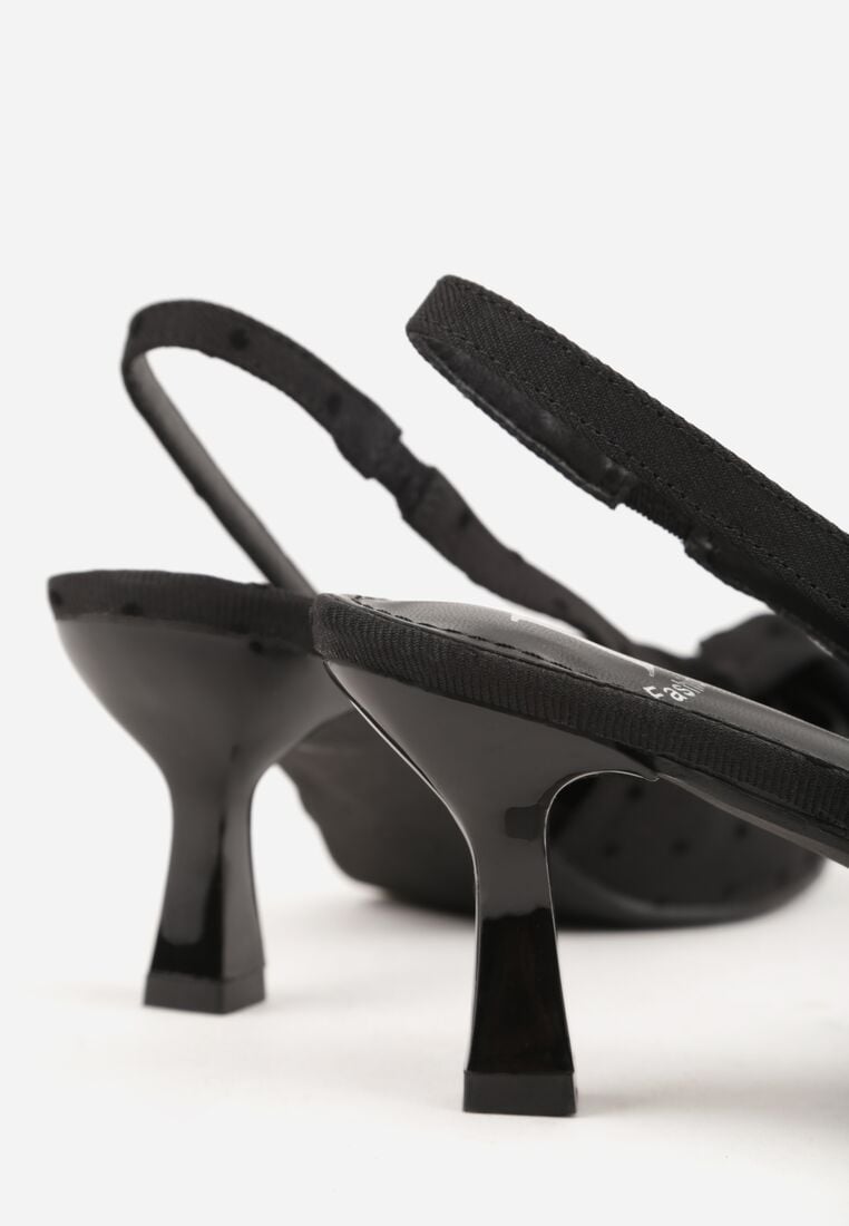 Czarne Sandały na Kaczuszce z Noskiem w Szpic z Kokardą Nephoo 8