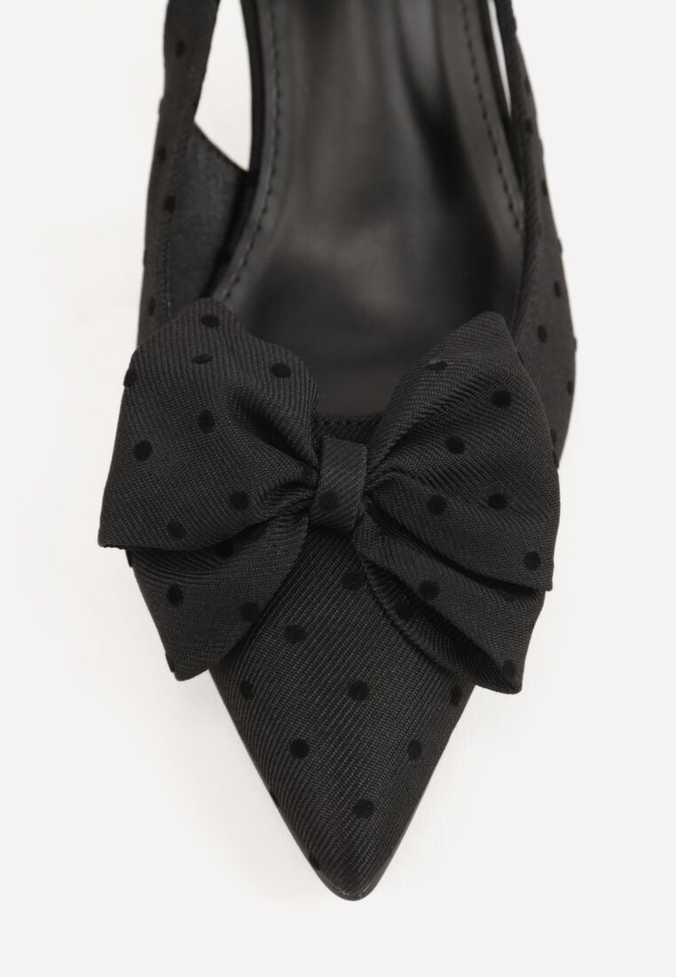 Czarne Sandały na Kaczuszce z Noskiem w Szpic z Kokardą Nephoo 9