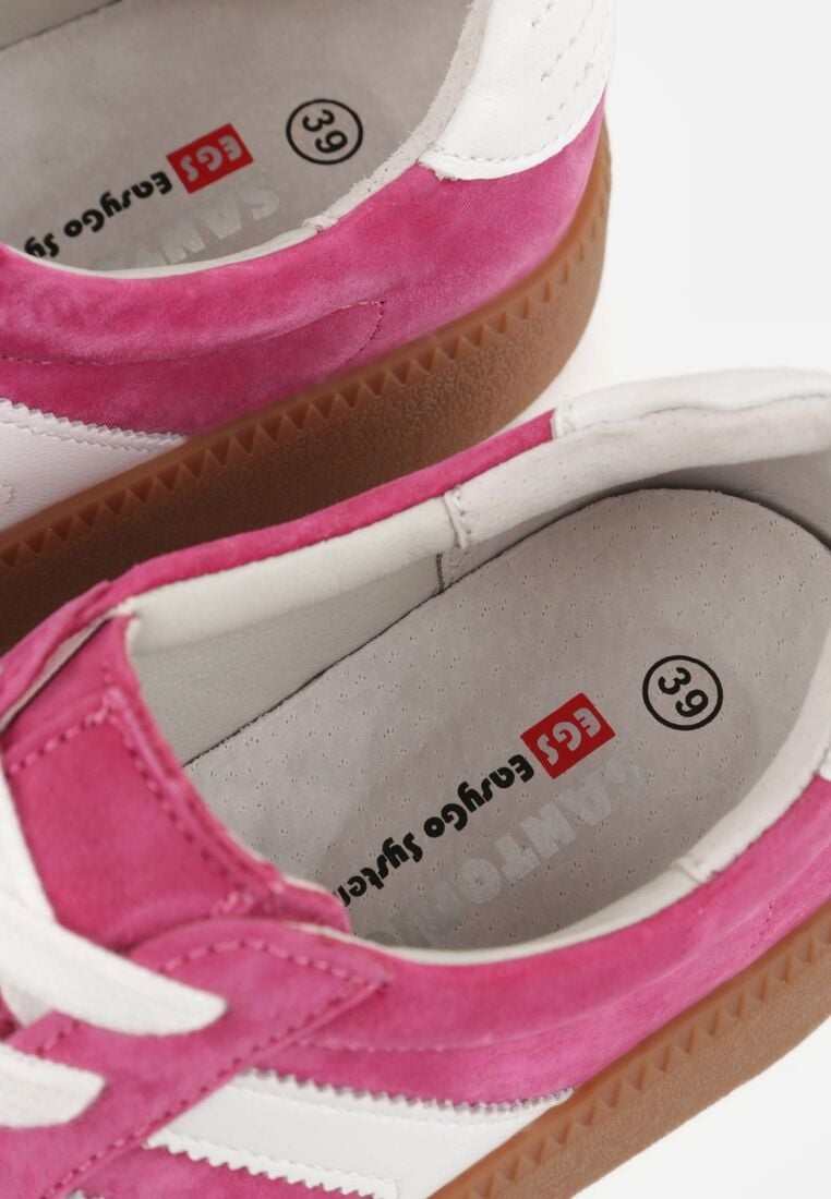 Fuksjowe Skórzane Sneakersy na Kauczukowej Podeszwie z Geometrycznym Motywem Shytyse 8