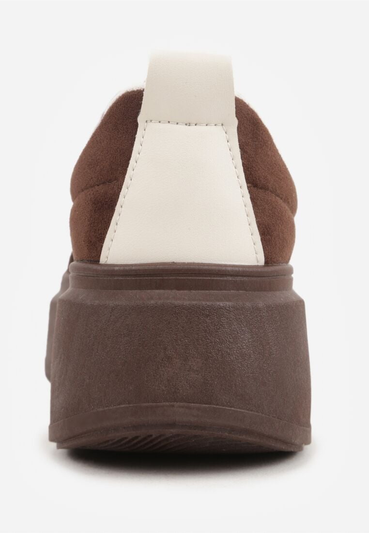 Brązowe Sneakersy Kultowe Tenisówki na Platformie z Koturnem Elisara 9