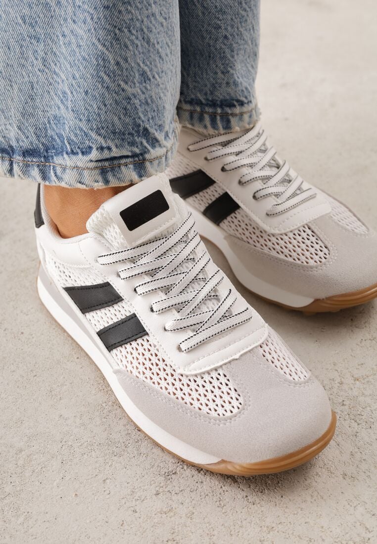 Białe Casualowe Sneakersy z Siateczkowymi Wstawkami Kassadina 3
