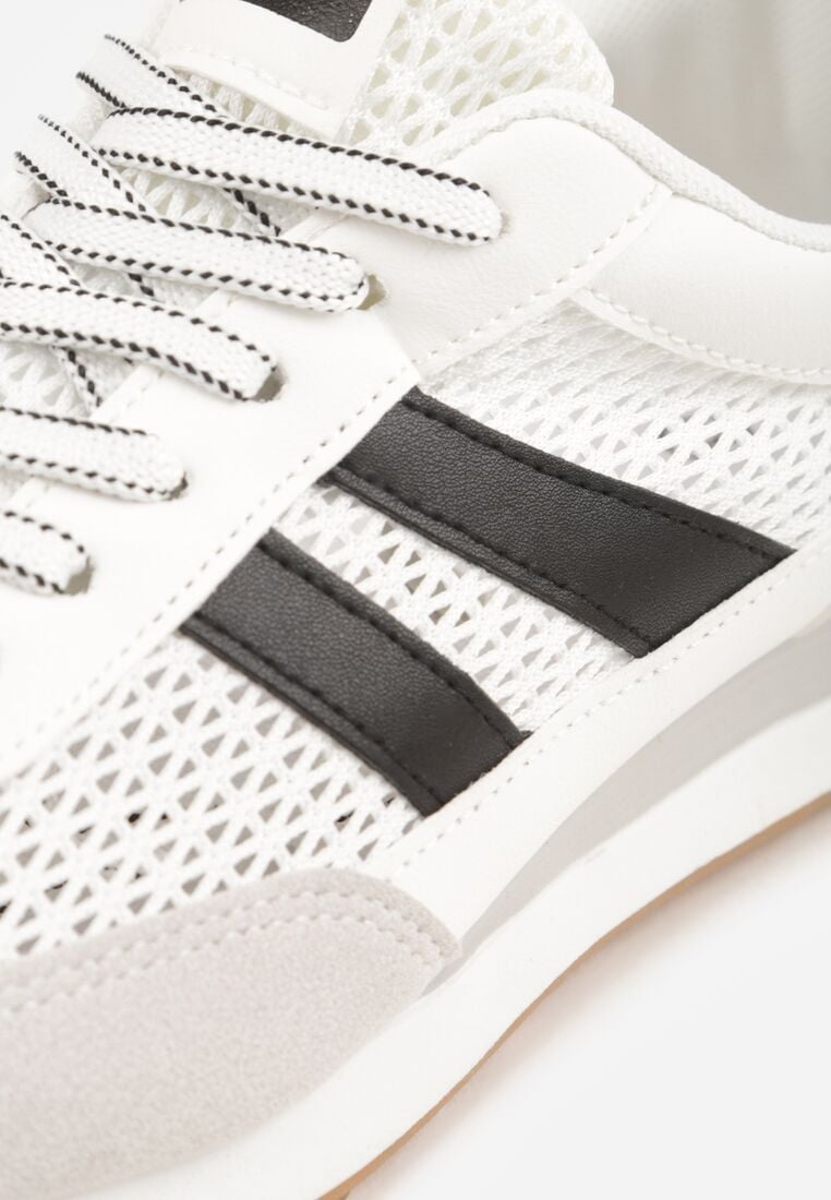 Białe Casualowe Sneakersy z Siateczkowymi Wstawkami Kassadina 9