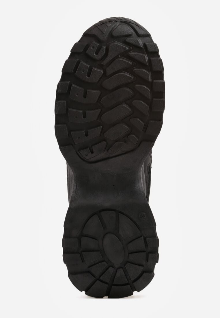 Czarne Sneakersy na Grubej Podeszwie z Koronkowymi Wstawkami i Cyrkoniami Sephialle 7