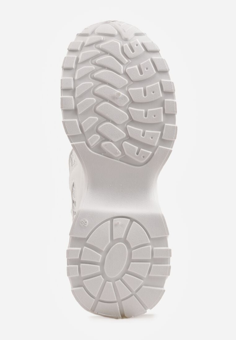 Białe Sneakersy na Grubej Podeszwie z Koronkowymi Wstawkami i Cyrkoniami Sephialle 7