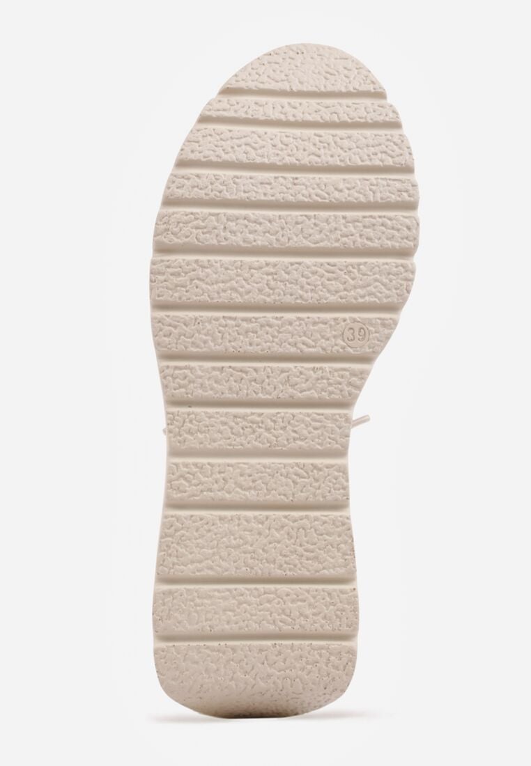 Beżowe Sneakersy na Grubej Podeszwie ze Skórzaną Wkładką i Napisem Airarge 7