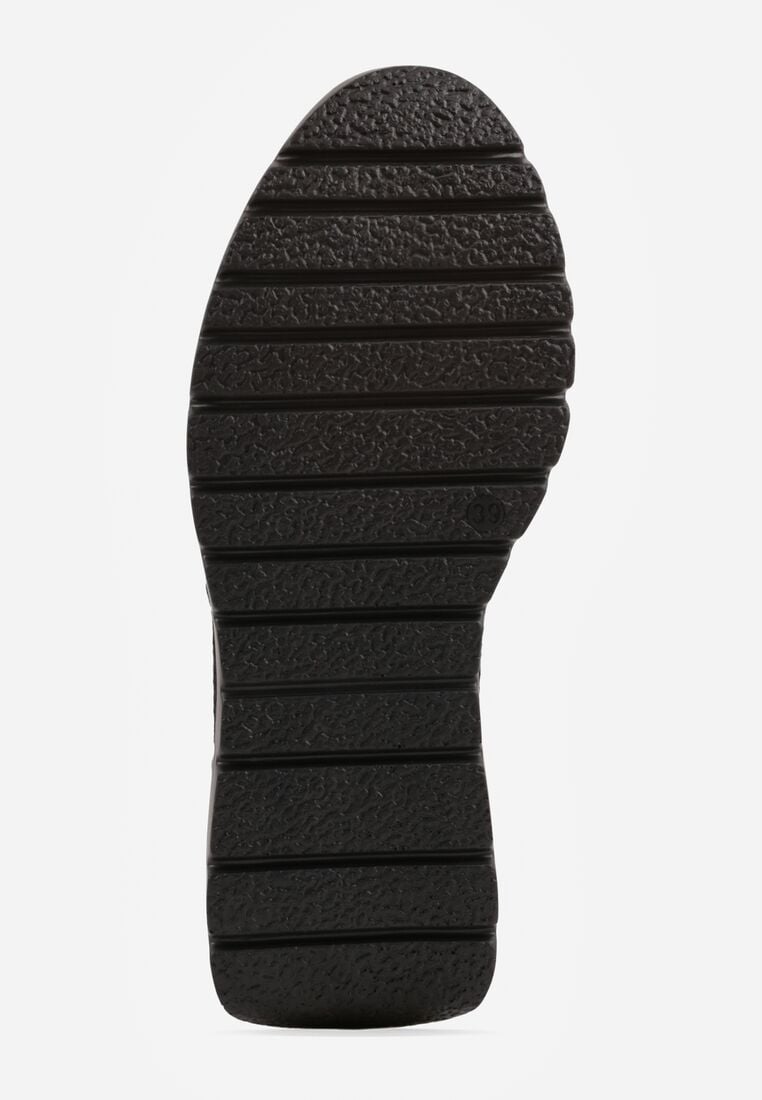 Czarne Sneakersy na Grubej Podeszwie ze Skórzaną Wkładką i Napisem Airarge 7