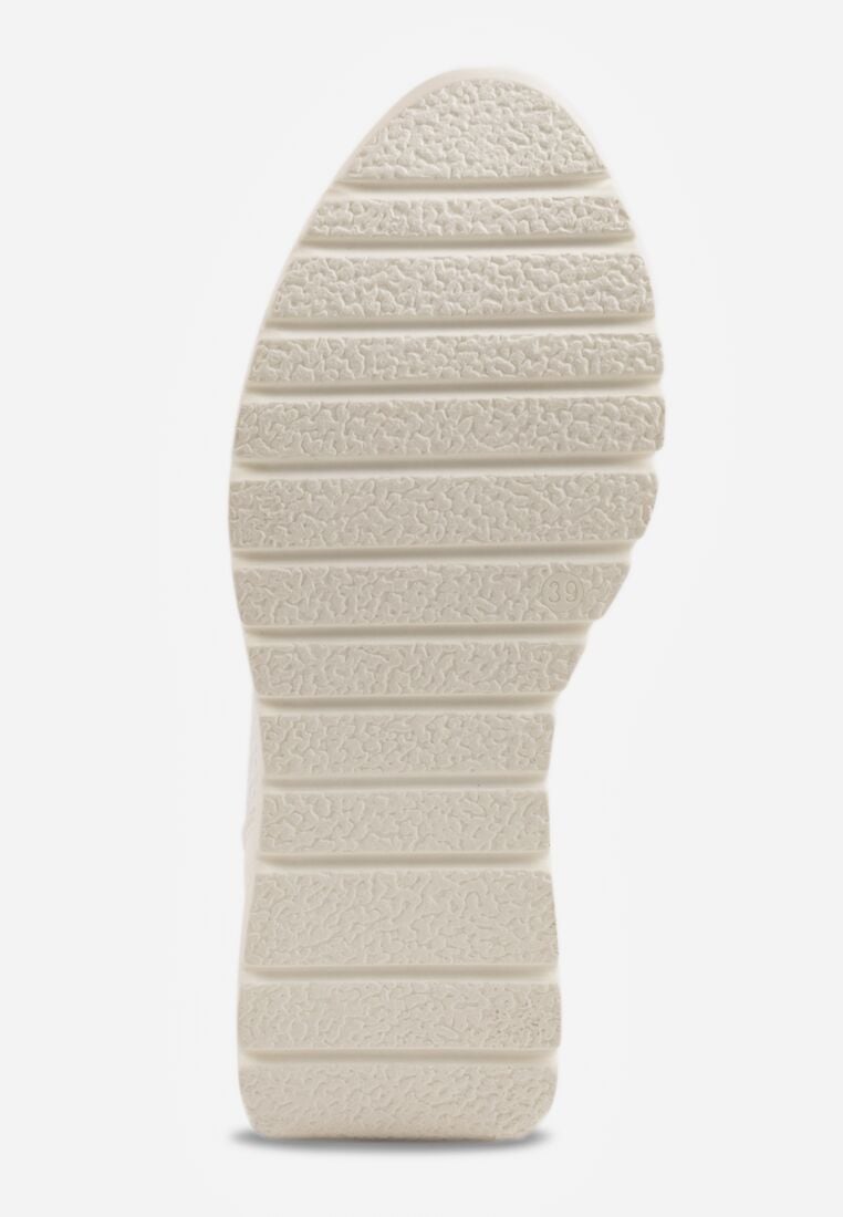 Białe Sneakersy na Grubej Podeszwie ze Skórzaną Wkładką i Napisem Airarge 7