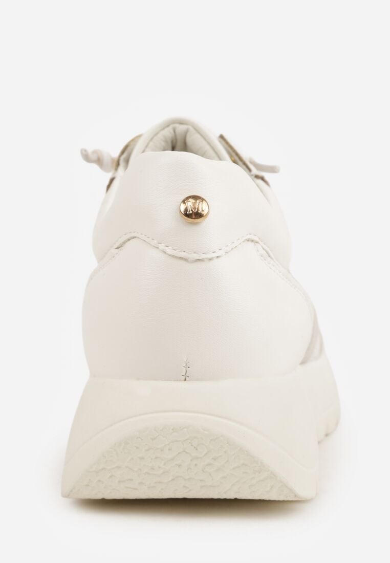 Białe Sneakersy na Grubej Podeszwie ze Skórzaną Wkładką i Napisem Airarge 8