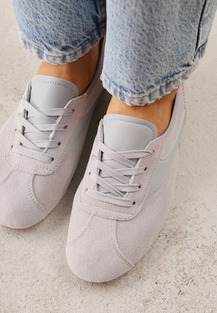 Szare Sneakersy z Imitacji Zamszu w Stylu Kultowych Tenisówek Aelliana 3