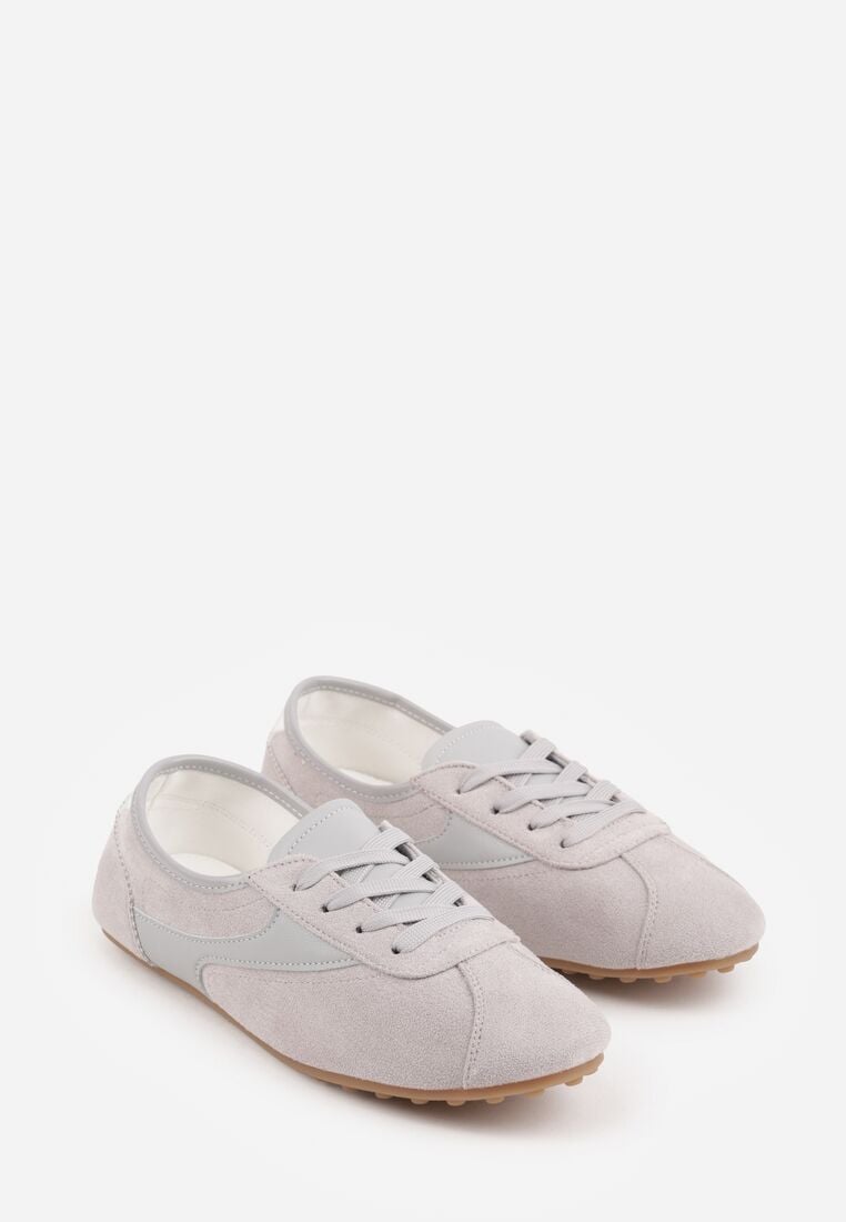 Szare Sneakersy z Imitacji Zamszu w Stylu Kultowych Tenisówek Aelliana 5