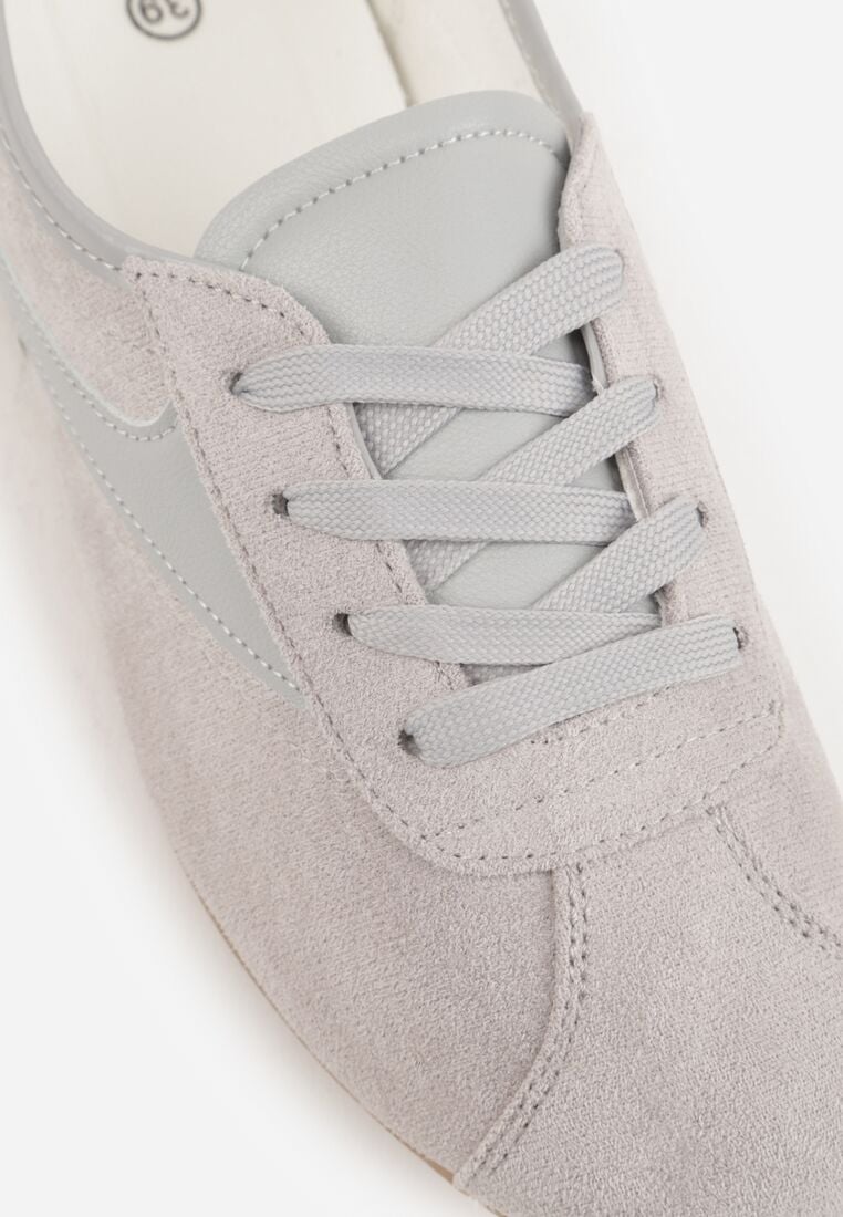 Szare Sneakersy z Imitacji Zamszu w Stylu Kultowych Tenisówek Aelliana 9