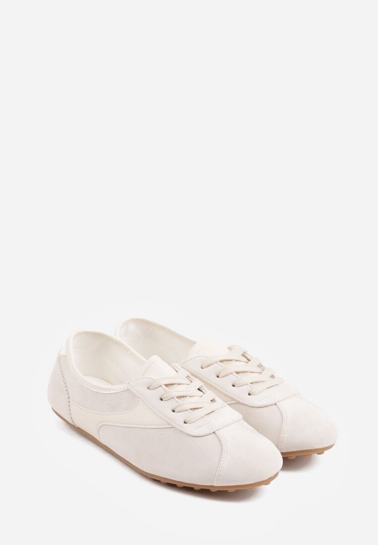 Beżowe Sneakersy z Imitacji Zamszu w Stylu Kultowych Tenisówek Aelliana 5