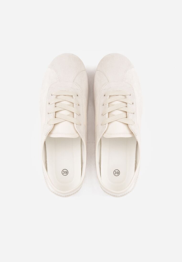 Beżowe Sneakersy z Imitacji Zamszu w Stylu Kultowych Tenisówek Aelliana 6