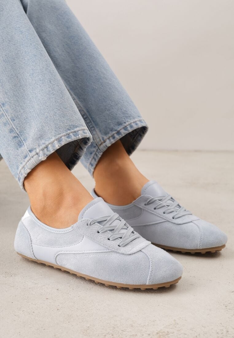 Niebieskie Sneakersy z Imitacji Zamszu w Stylu Kultowych Tenisówek Aelliana 2