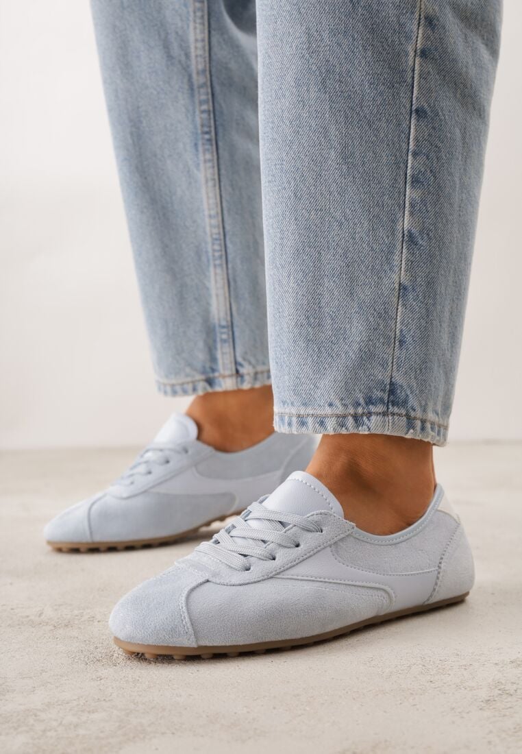 Niebieskie Sneakersy z Imitacji Zamszu w Stylu Kultowych Tenisówek Aelliana 1