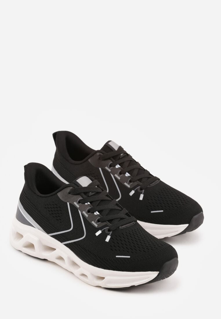 Czarne Sneakersy na Grubej Geometrycznej Podeszwie Alexusa 5