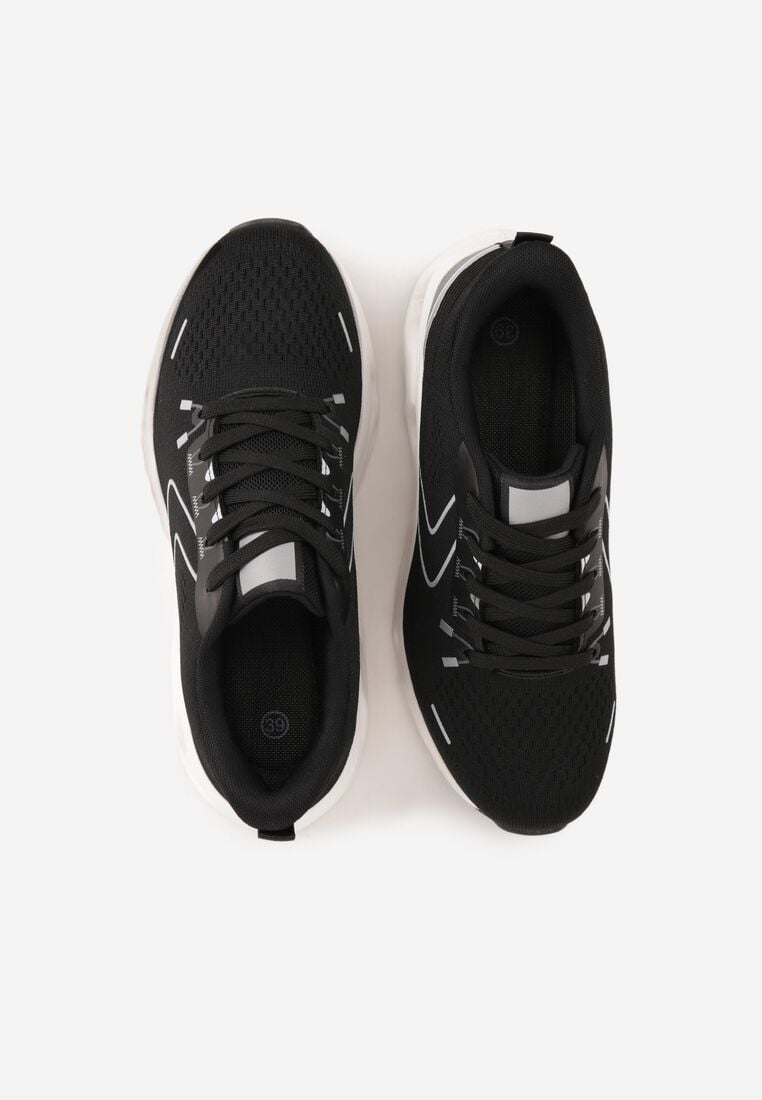 Czarne Sneakersy na Grubej Geometrycznej Podeszwie Alexusa 6