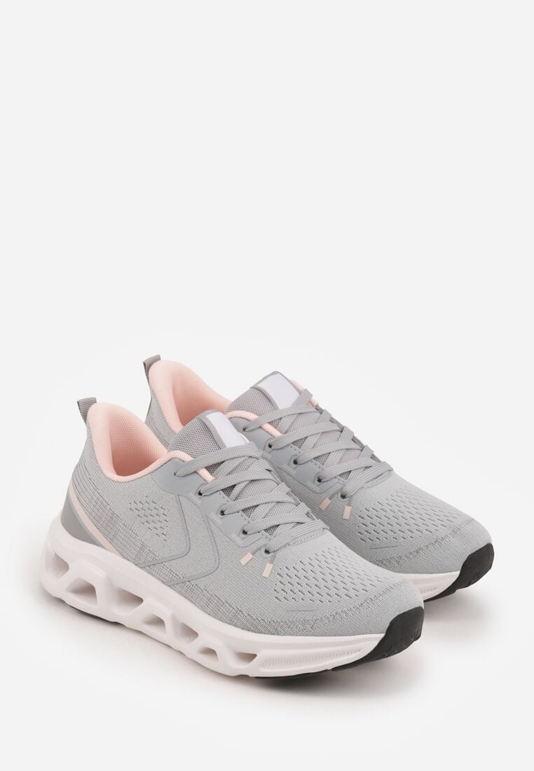 Szare Sneakersy na Grubej Geometrycznej Podeszwie Alexusa 5