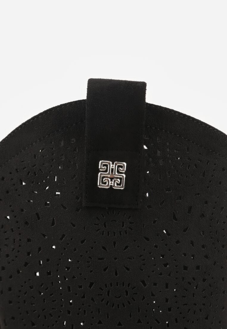 Czarne Botki Typu Kowbojki Ażurowe Ozdobione Metaliczną Aplikacją Iomosa 8