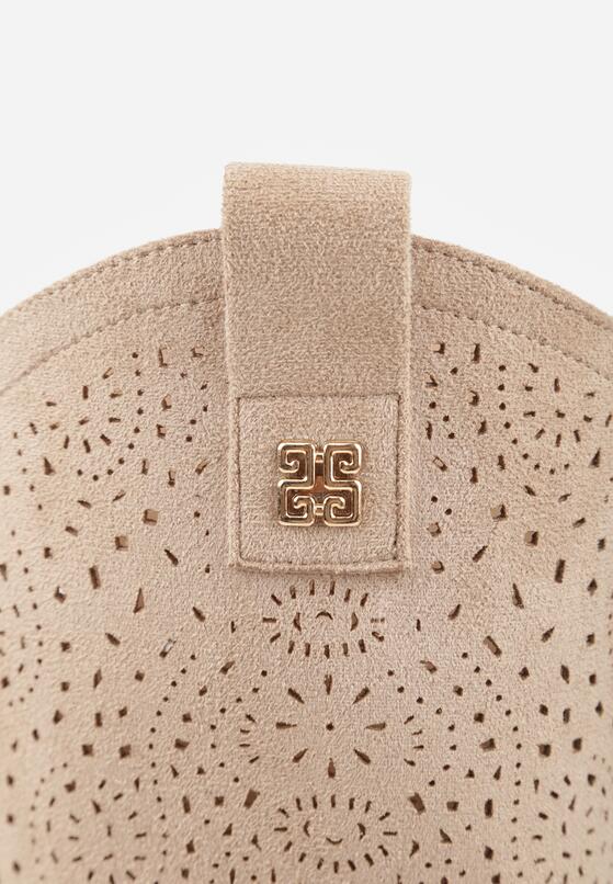 Ciemnobeżowe Botki Ażurowe Ozdobione Metaliczną Aplikacją Iomosa 9