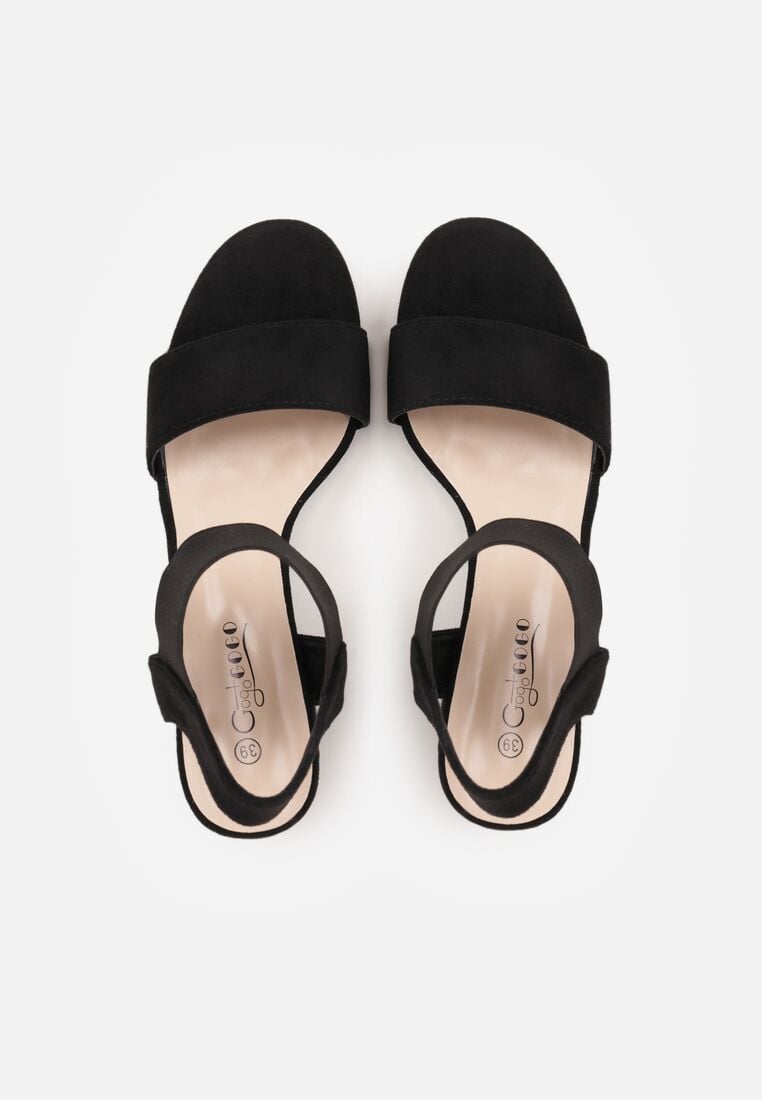Czarne Sandały z Imitacji Zamszu na Słupku Ianolis 6