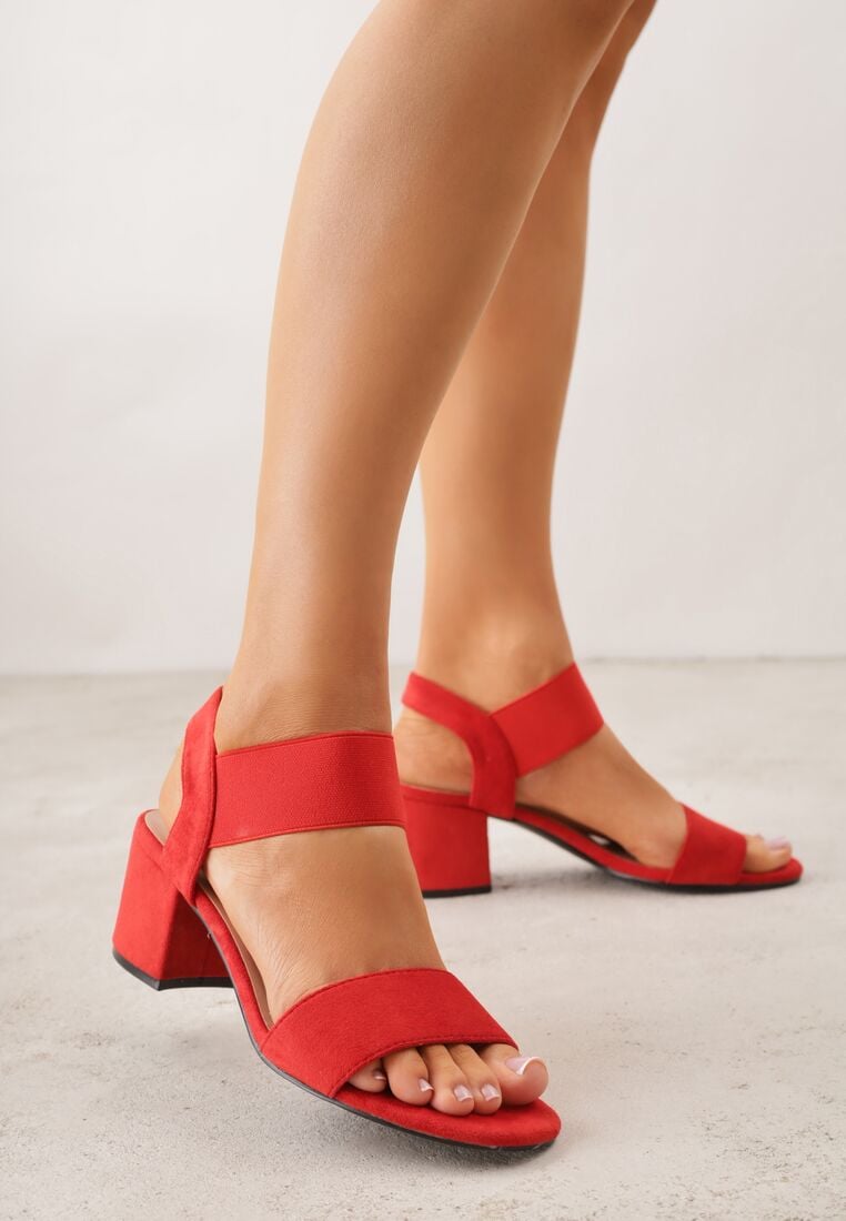Czerwone Sandały z Imitacji Zamszu na Słupku Ianolis 2