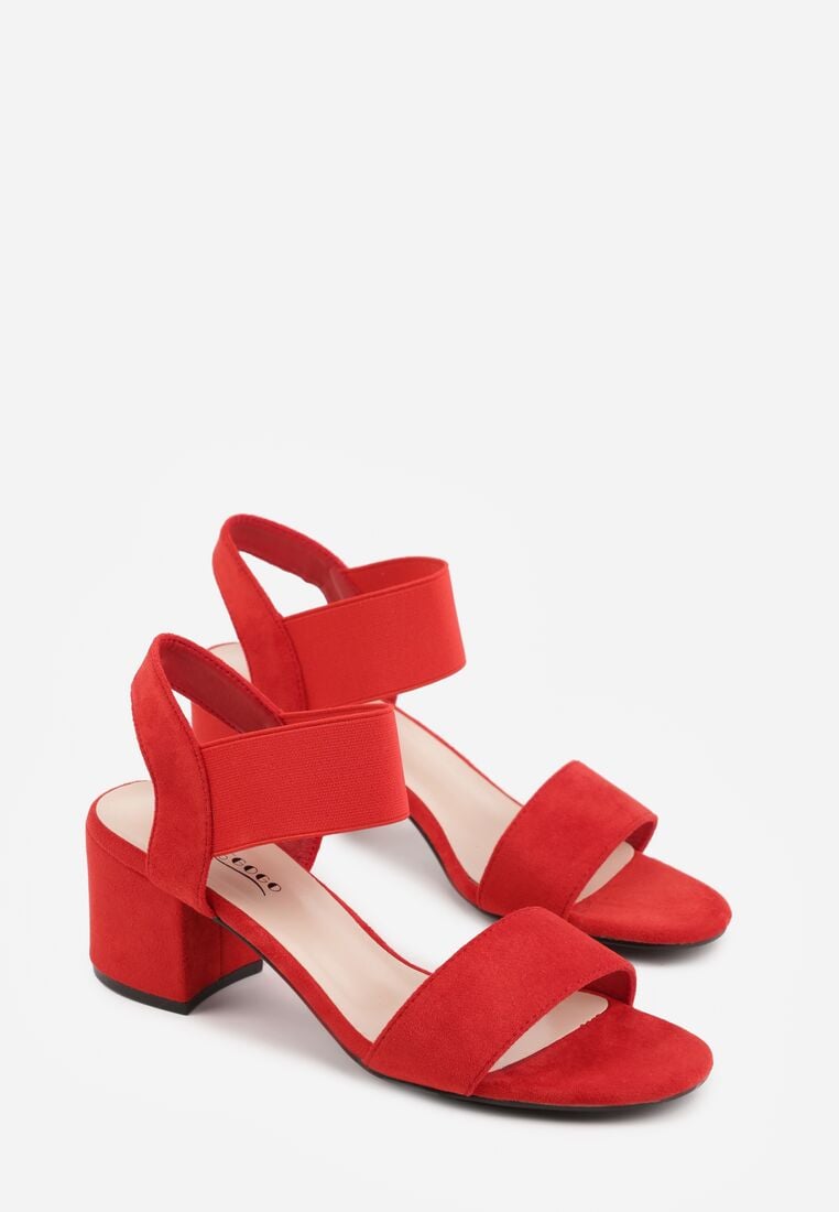 Czerwone Sandały z Imitacji Zamszu na Słupku Ianolis 5