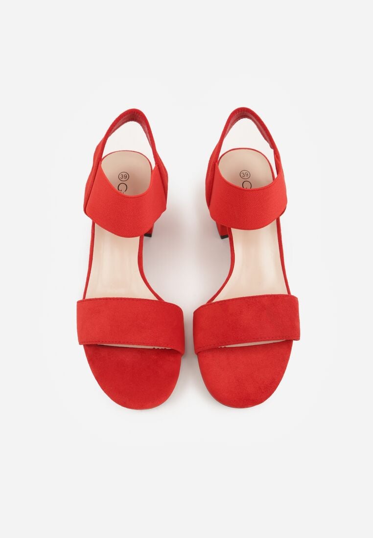 Czerwone Sandały z Imitacji Zamszu na Słupku Ianolis 6