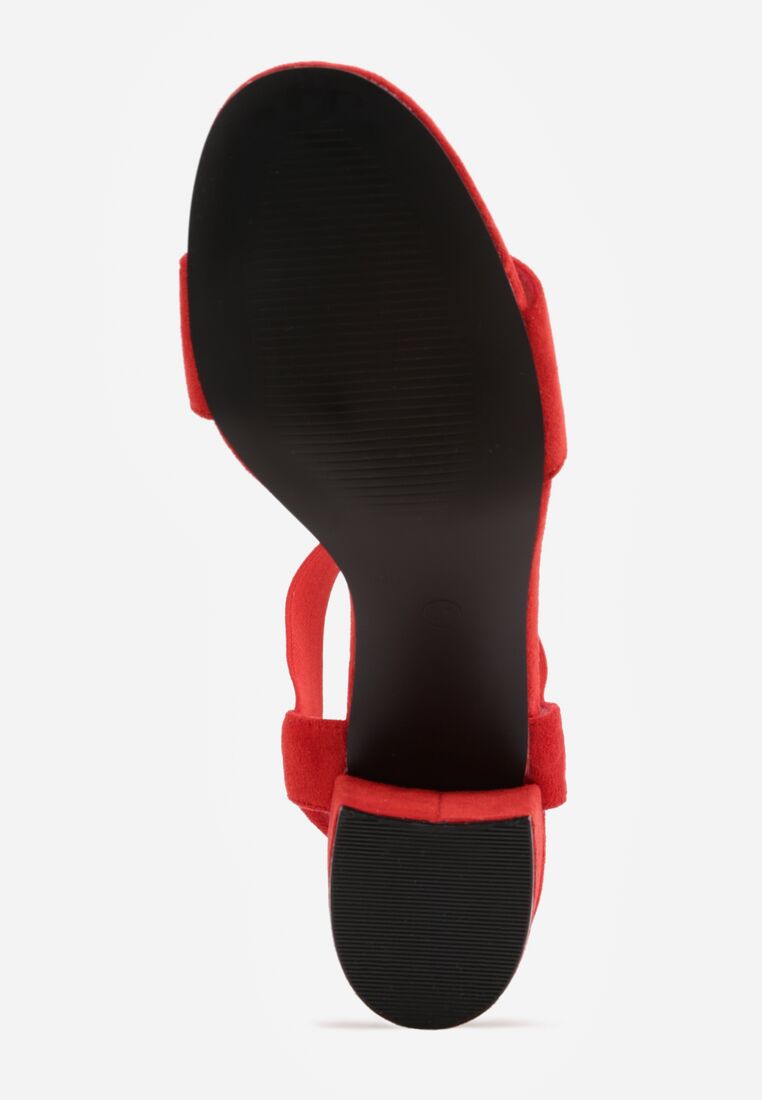 Czerwone Sandały z Imitacji Zamszu na Słupku Ianolis 7