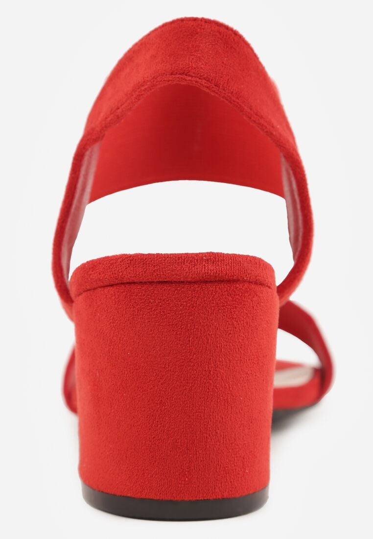 Czerwone Sandały z Imitacji Zamszu na Słupku Ianolis 9
