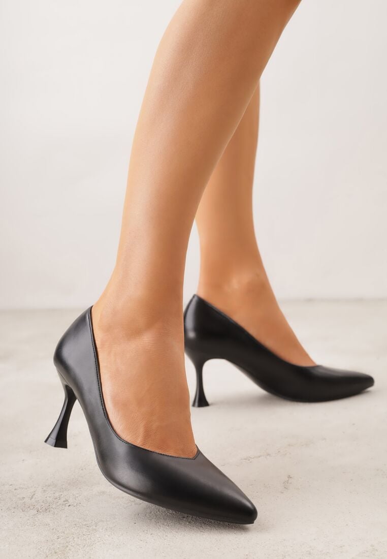 Czarne Czółenka na Szpilce o Stożkowym Kształcie Kowena 2