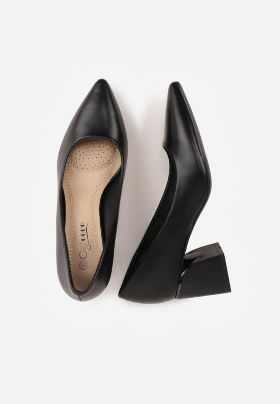 Czarne Czółenka na Geometrycznym Obcasie Oriphishis 6