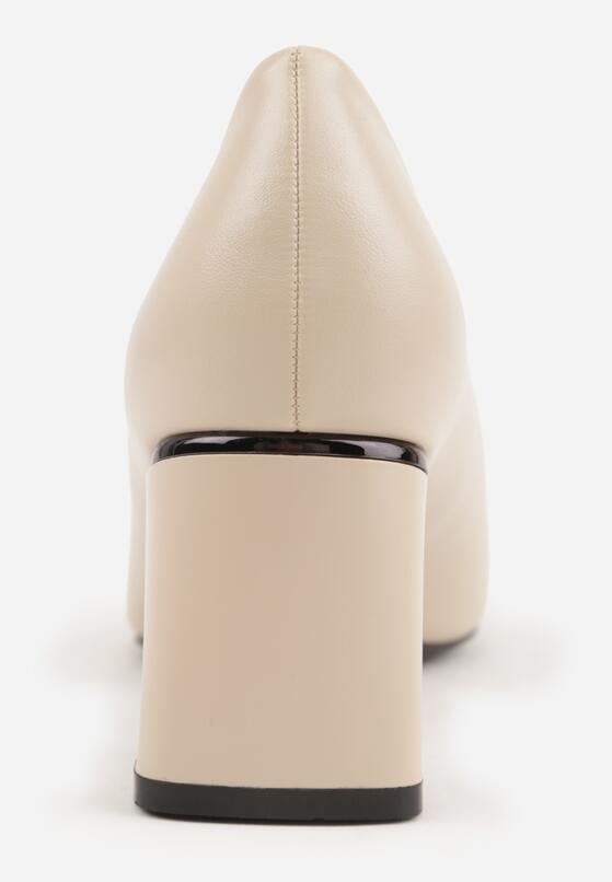 Beżowe Czółenka na Geometrycznym Obcasie Oriphishis 9