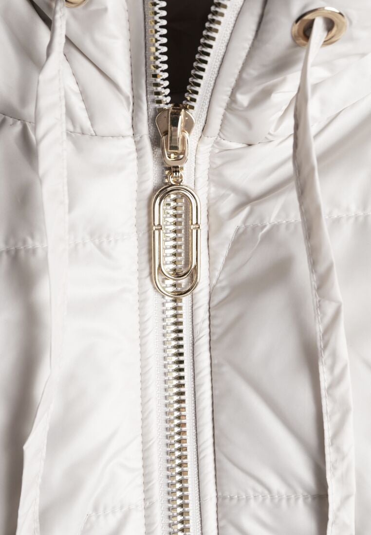 Jasnoszara Kamizelka z Nieodpinanym Kapturem i Geometrycznym Pikowaniem Kalousa 3