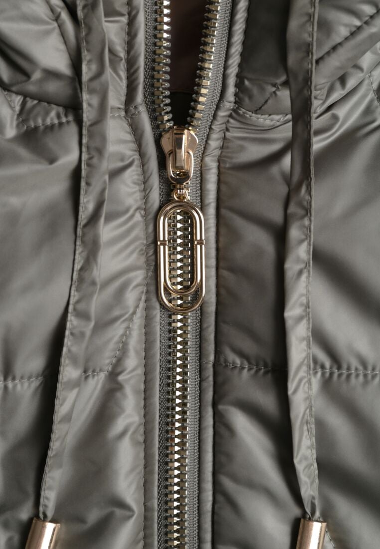 Zielona Kamizelka z Nieodpinanym Kapturem i Geometrycznym Pikowaniem Kalousa 3