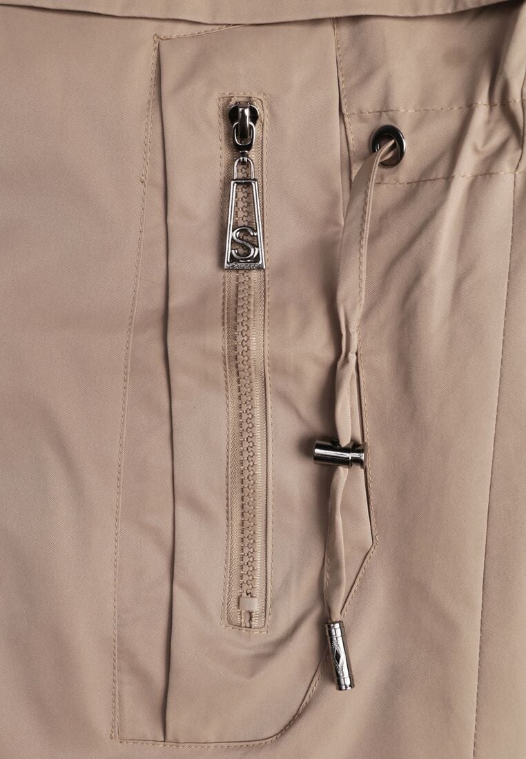 Brązowa Przejściowa Kurtka Parka z Kapturem i Podwijanymi Rękawami Tinarose 8