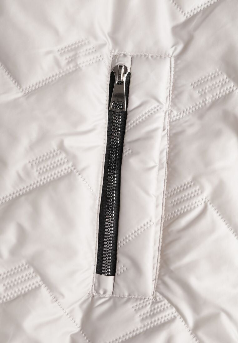 Jasnoszara Przejściolwa Pikowana Kurtka z Odpinanym Kapturem Nevistta 3